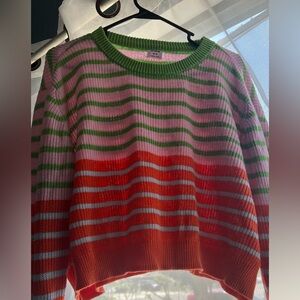 Knitted striped cropped sweater